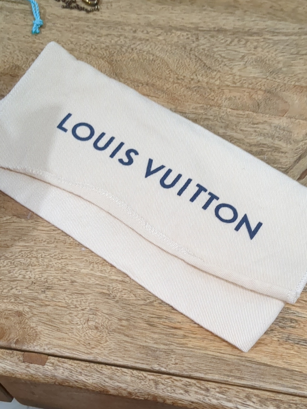 Louis Vuitton Cream Dust Bag with Navy Logo